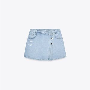 Zara Light Blue A-Line Denim Skirt